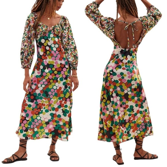 Anthropologie Dresses & Skirts - PORRIDGE x ANTHROPOLOGIE *Rare* Puff Sleeve Polka Dot Multicolor Maxi Dress
